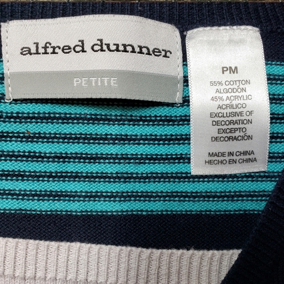 Alfred Dunner Navy Striped Sweater - Picture 3 of 6